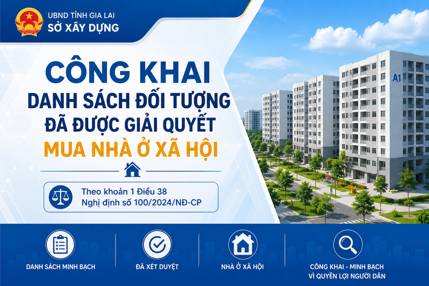 Hình ảnh minh hoạ công khai DS đối tượng mua NOXH